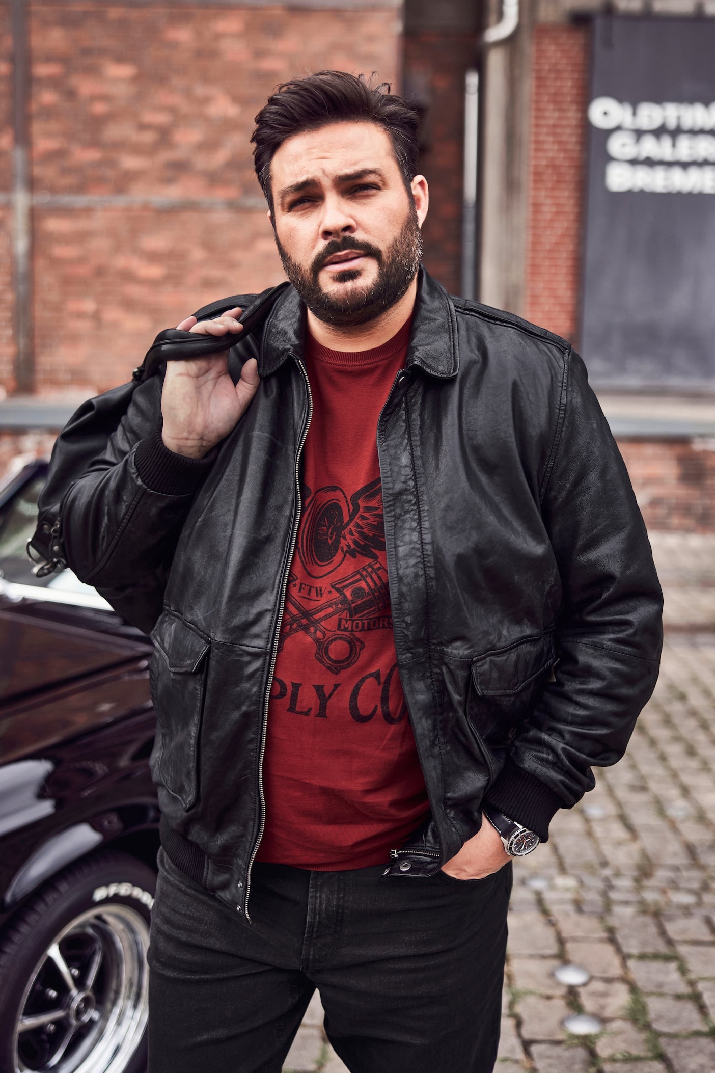 Men's Leather Jacket with Back Patch – Real Leather Shirt Collar Jacket (L–8XL)