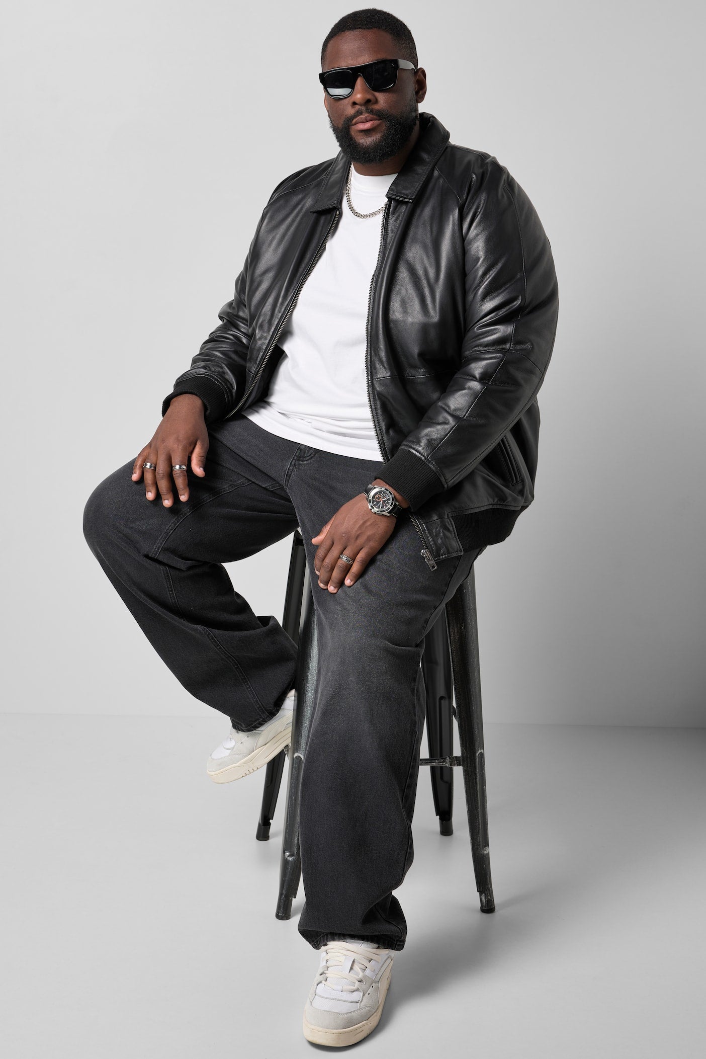 Men's Padded Lamb Nappa Leather Blouson – Real Leather Oversized Bomber Jacket (L–8XL)