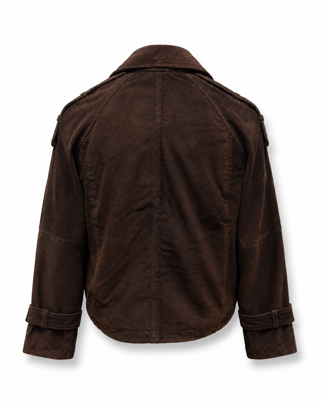Women’s Cropped Sheep Suede Leather Trench Jacket