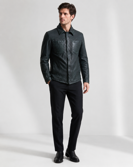 Men’s Lamb Nappa Leather Field Shirt Jacket