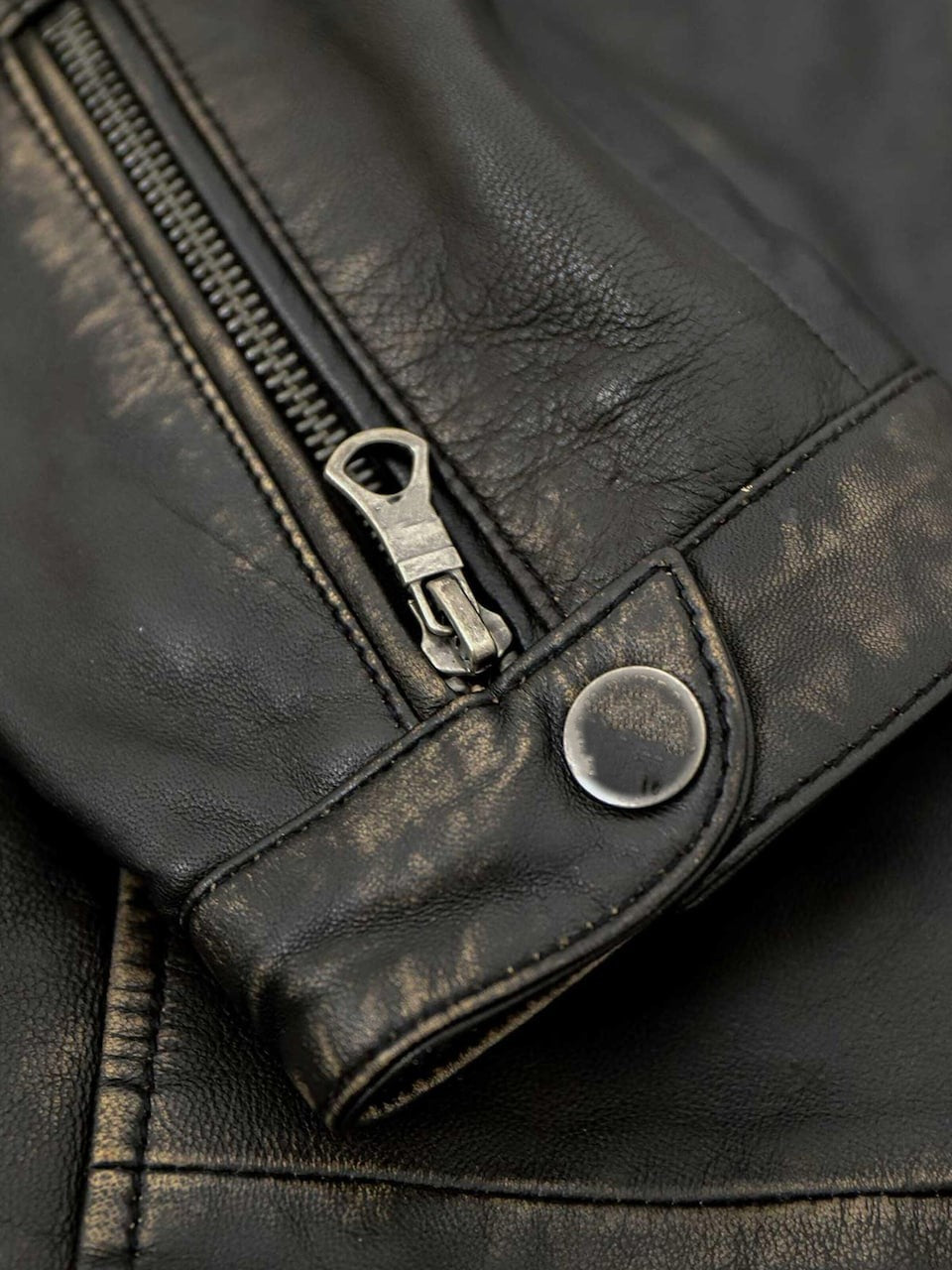 Men's Vintage Lamb Leather Jacket with Hooded Insert – Black