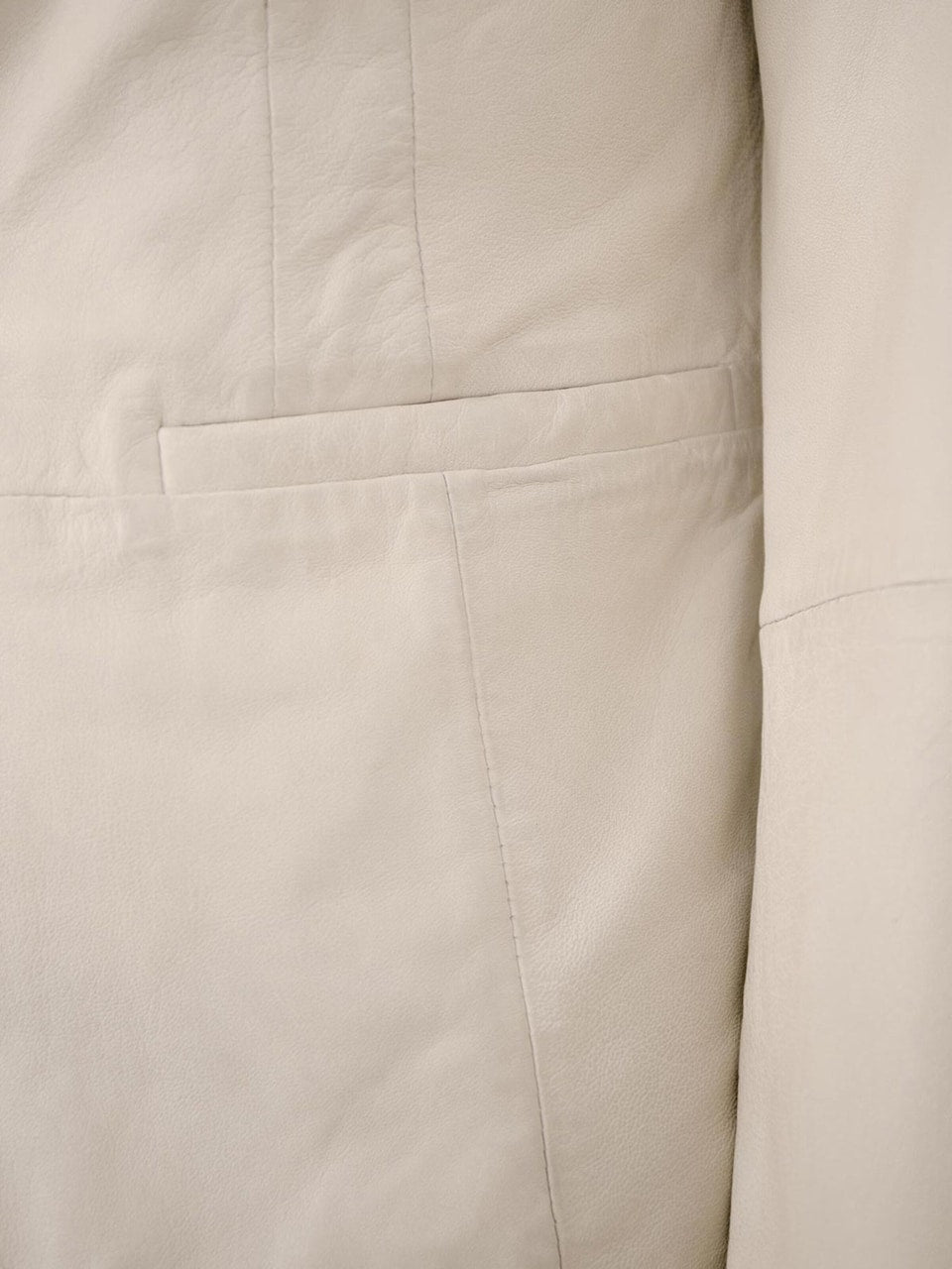 Women's Leather Blazer Jacket – Tailored Beige Single Button
