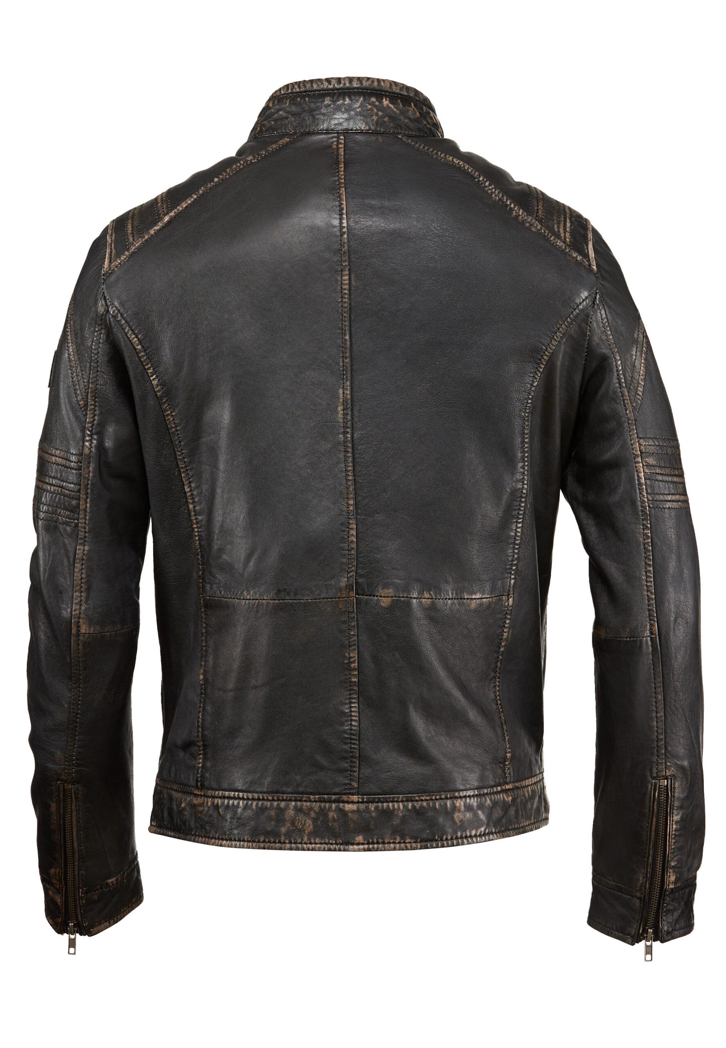 Men’s Distressed Black Leather Biker Jacket