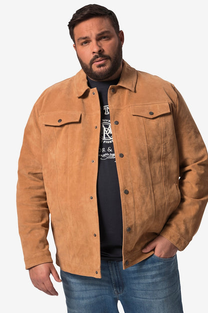 Men's Suede Leather Blouson Jacket – Cognac Big & Tall