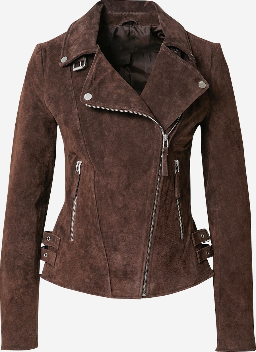 Women's Fitted Leather Biker Jacket – Asymmetric Zip Moto
