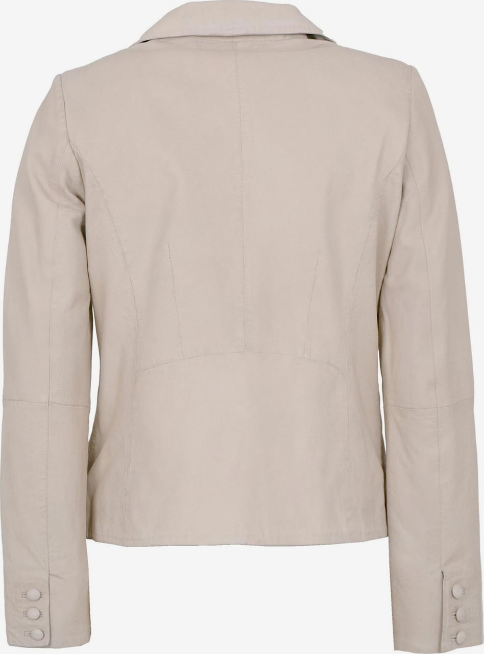 Women's Leather Blazer Jacket – Tailored Beige Single Button