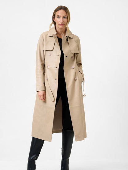 Women's Lamb Leather Trench Coat – Belted Cognac, Black or Beige