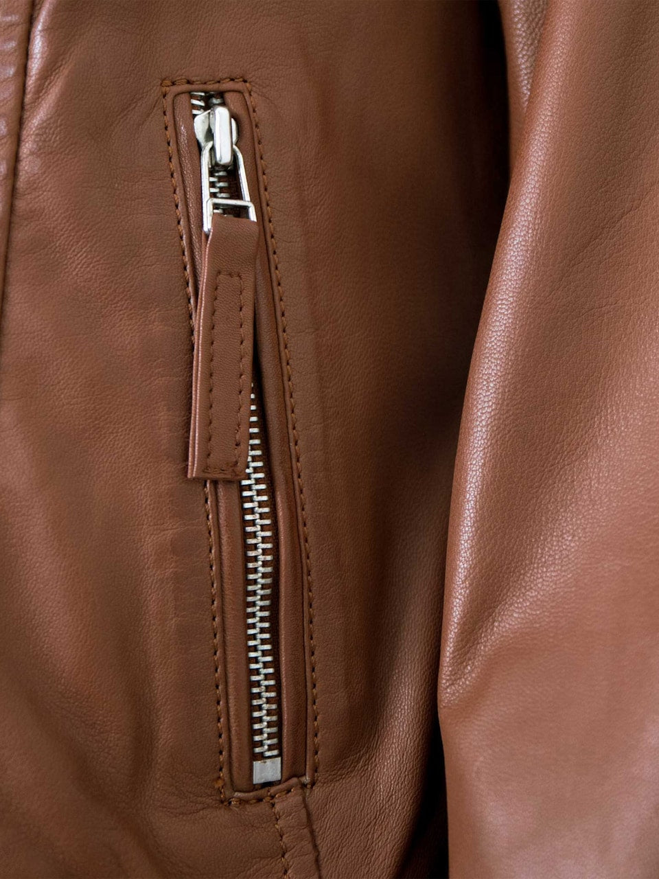 Women's Lamb Leather Moto Jacket – Fitted Tan Brown