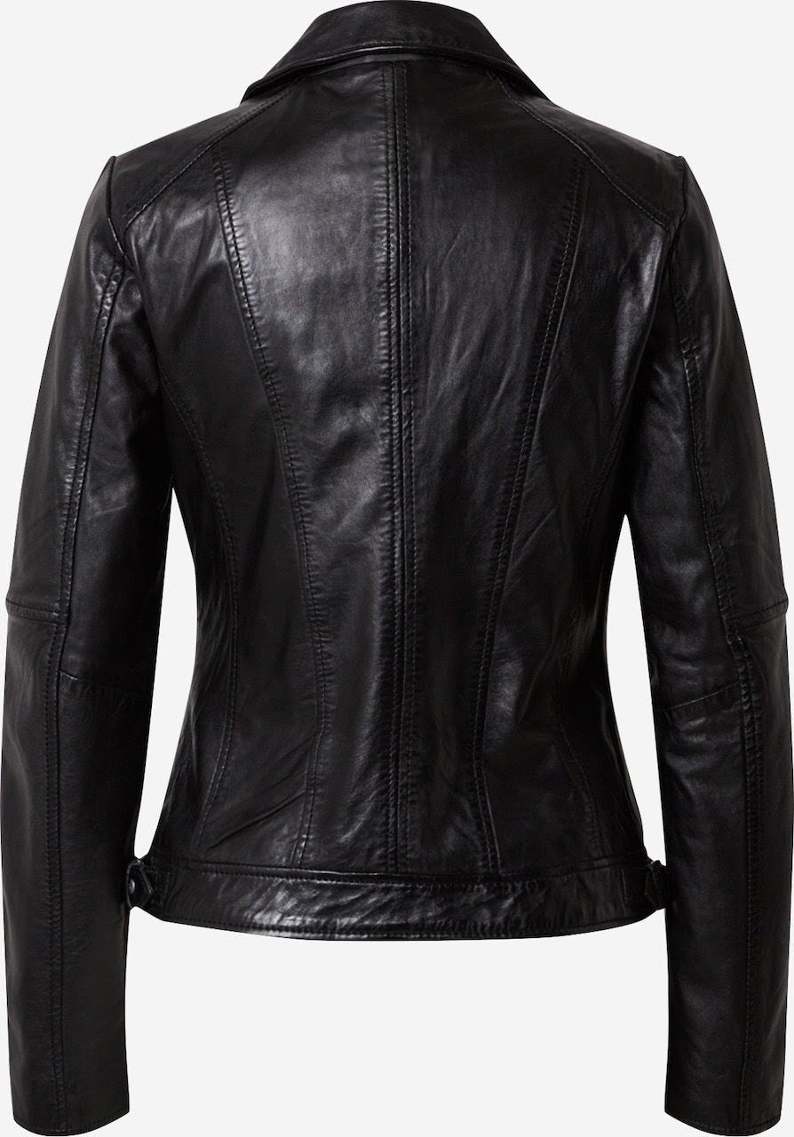Women's Sheep Leather Biker Jacket – Black Asymmetric Perfecto