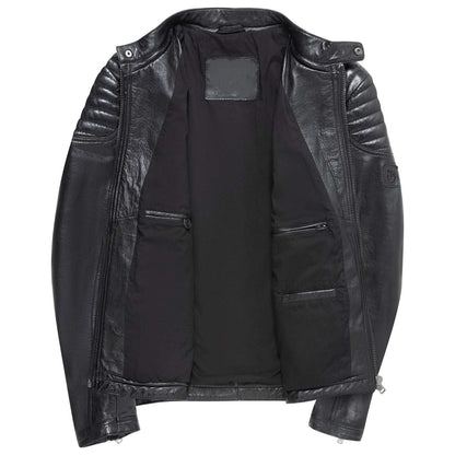 Men's Vegetable-Tanned Sheepskin Leather Cafe Racer Jacket – Real Leather Quilted Shoulder Jacket (S–3XL)