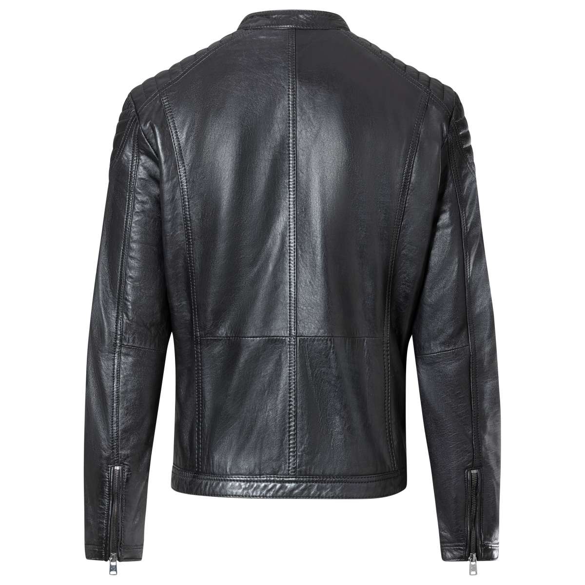 Men's Vegetable-Tanned Sheepskin Leather Cafe Racer Jacket – Real Leather Quilted Shoulder Jacket (S–3XL)