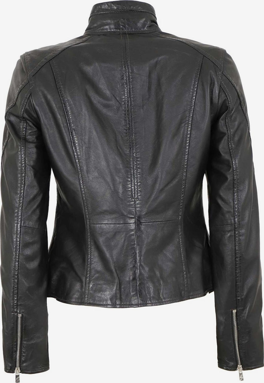 Women's Lamb Leather Biker Jacket – Fitted Black Racer