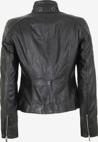 Women's Lamb Leather Biker Jacket – Fitted Black Racer