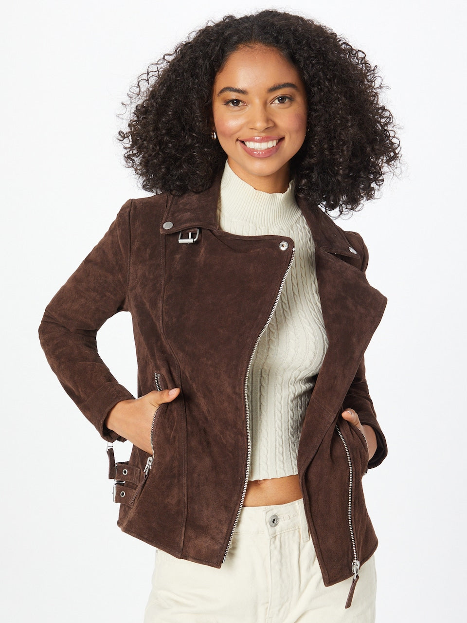 Women's Fitted Leather Biker Jacket – Asymmetric Zip Moto