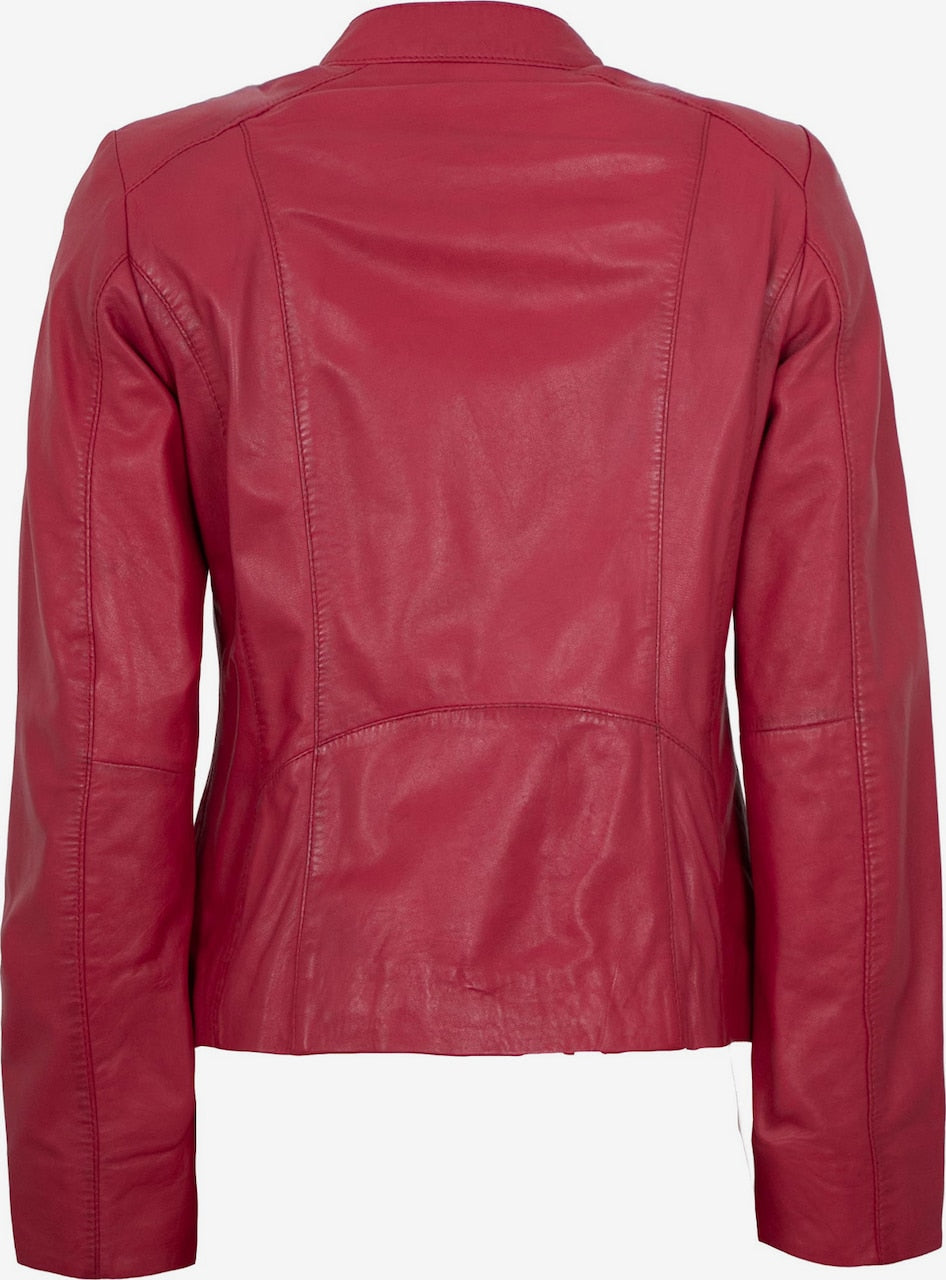 Women's Lamb Leather Racer Jacket – Black, Green or Red Fitted Biker