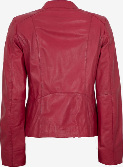 Women's Lamb Leather Racer Jacket – Black, Green or Red Fitted Biker