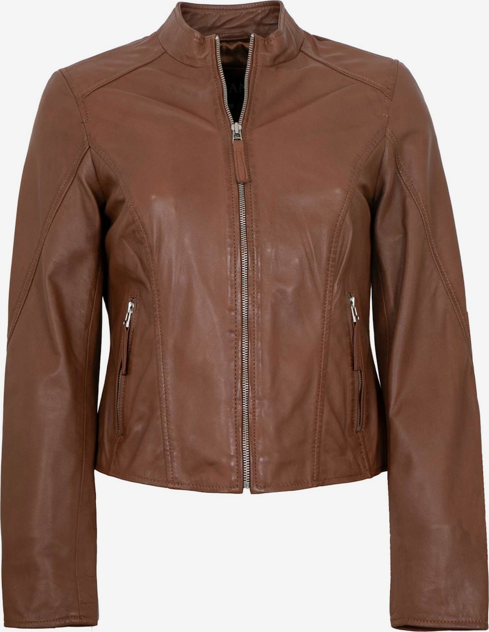 Women's Lamb Leather Moto Jacket – Fitted Tan Brown