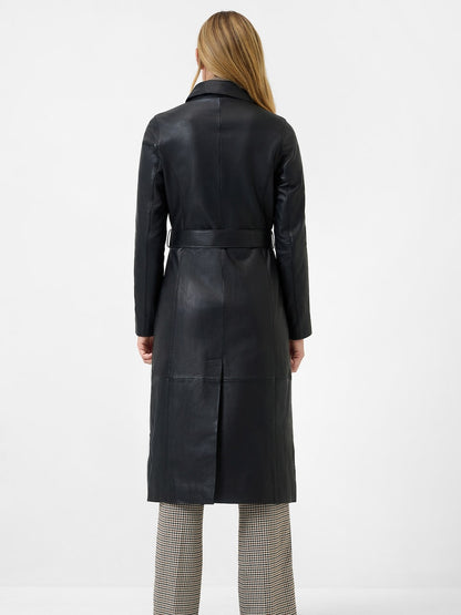Women's Lamb Leather Trench Coat – Belted Cognac, Black or Beige
