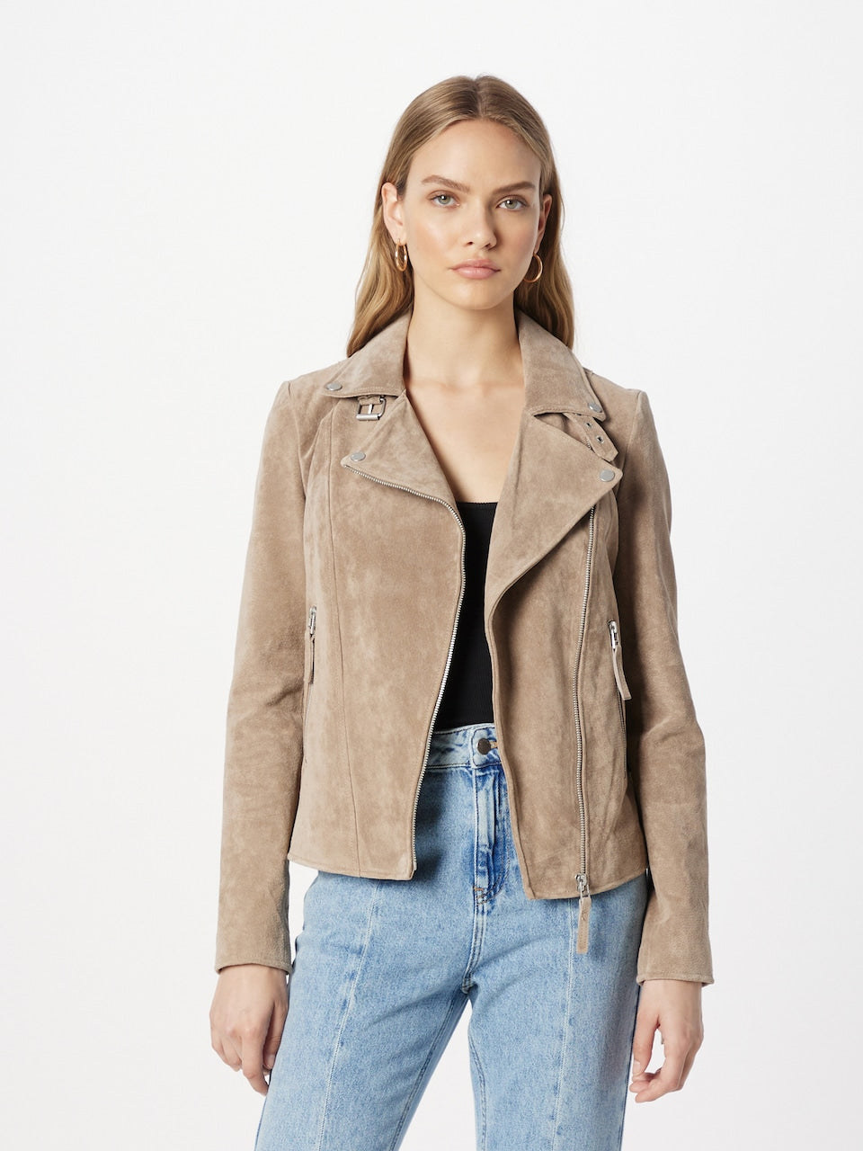 Women's Fitted Leather Biker Jacket – Asymmetric Zip Moto
