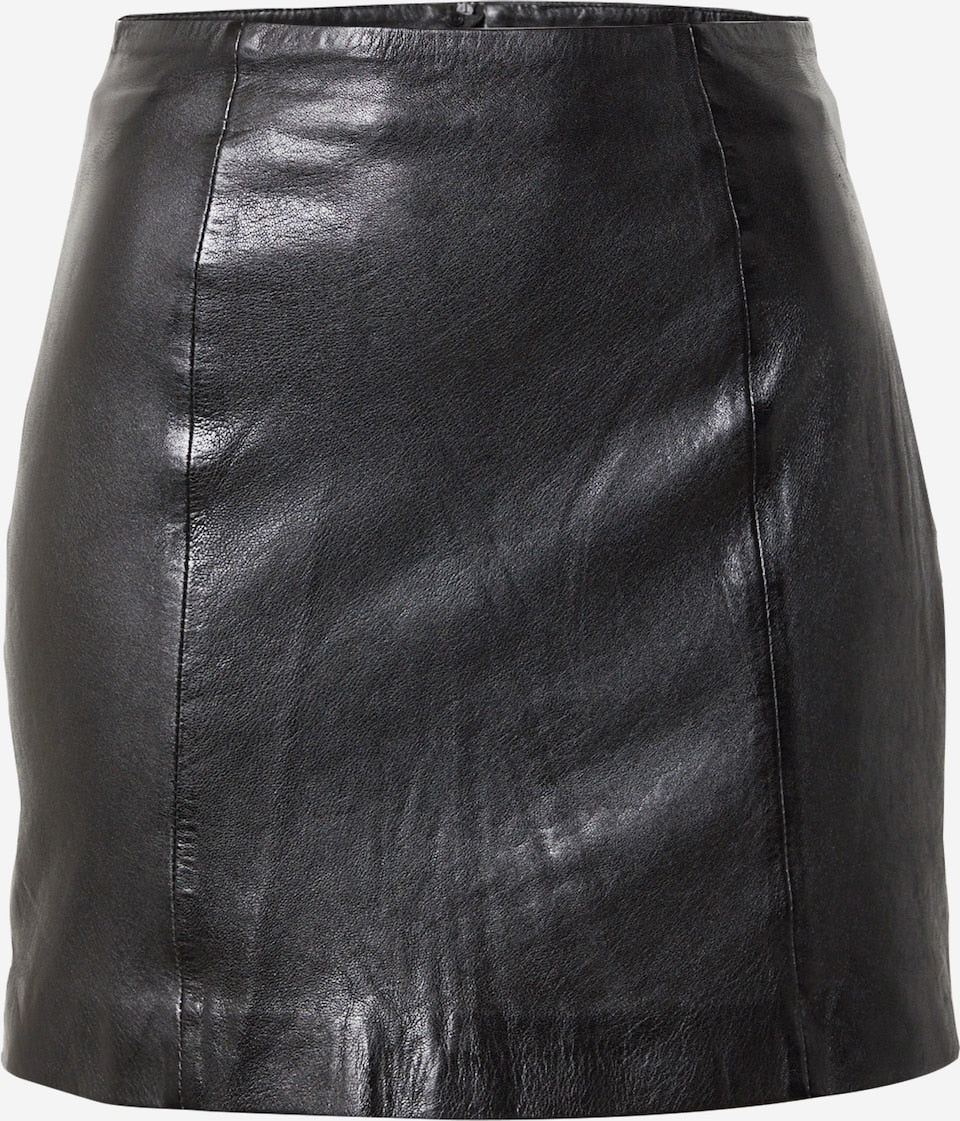 Women's Black Leather Mini Skirt – Straight Fit Back Zip