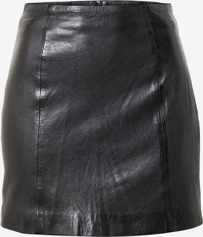 Women's Black Leather Mini Skirt – Straight Fit Back Zip
