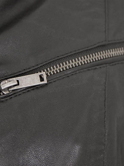 Women's Lamb Leather Racer Jacket – Black, Green or Red Fitted Biker