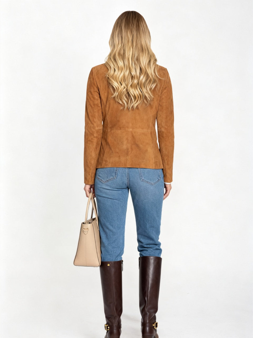 Women's Leather Blazer Jacket – Tailored Cognac Single Button