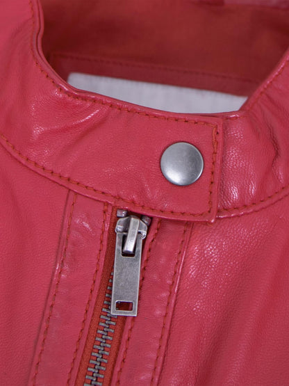Women's Lamb Leather Racer Jacket – Black, Green or Red Fitted Biker