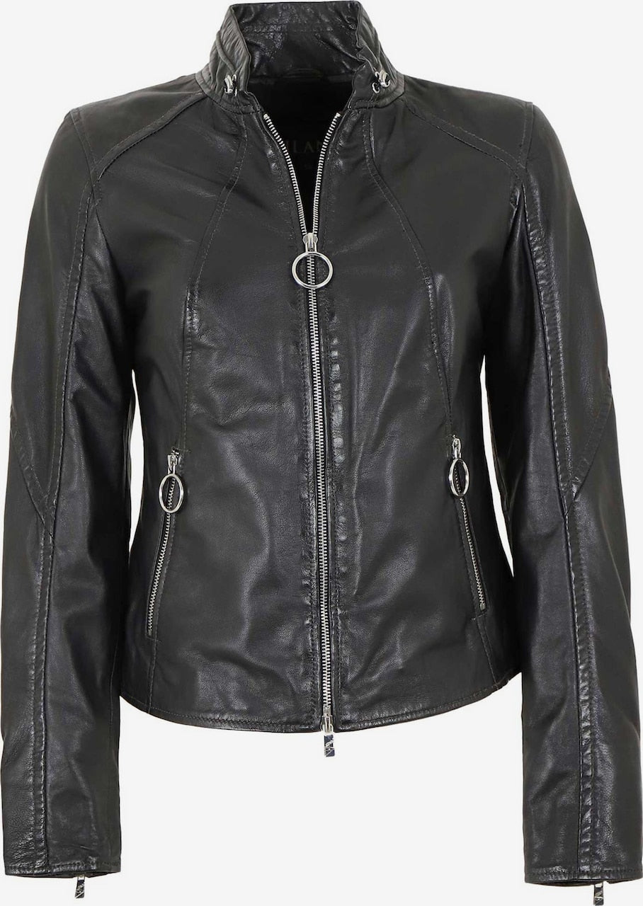 Women's Lamb Leather Biker Jacket – Fitted Black Racer