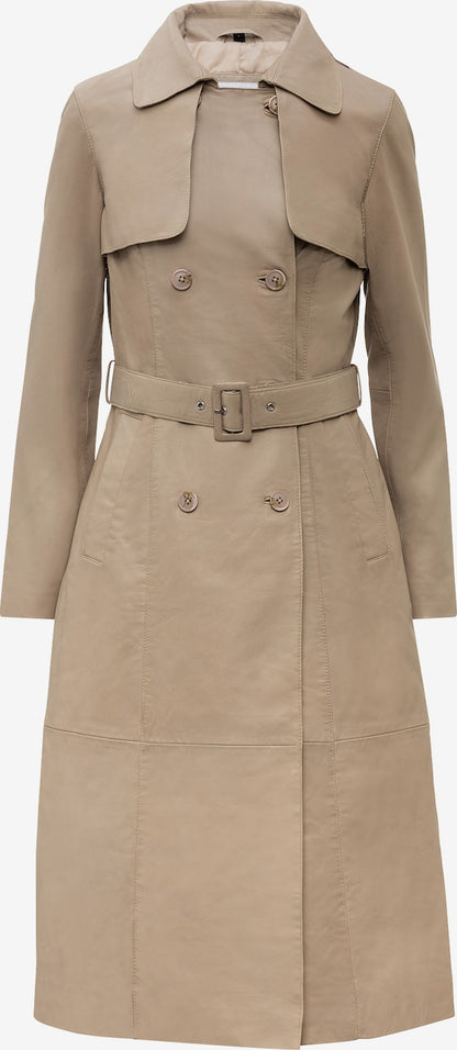 Women's Lamb Leather Trench Coat – Belted Cognac, Black or Beige