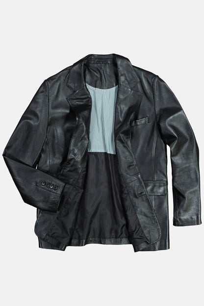 Men's Lamb Nappa Leather Blazer – Real Leather Tailored Black Blazer Jacket (L–7XL)