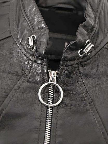 Women's Lamb Leather Biker Jacket – Fitted Black Racer