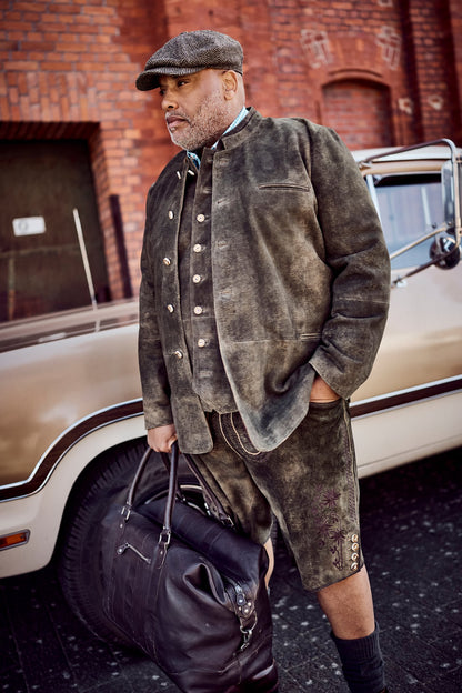 Men's Goatskin Suede Bavarian Trachten Jacket – Real Suede Traditional Jacket (L–7XL)