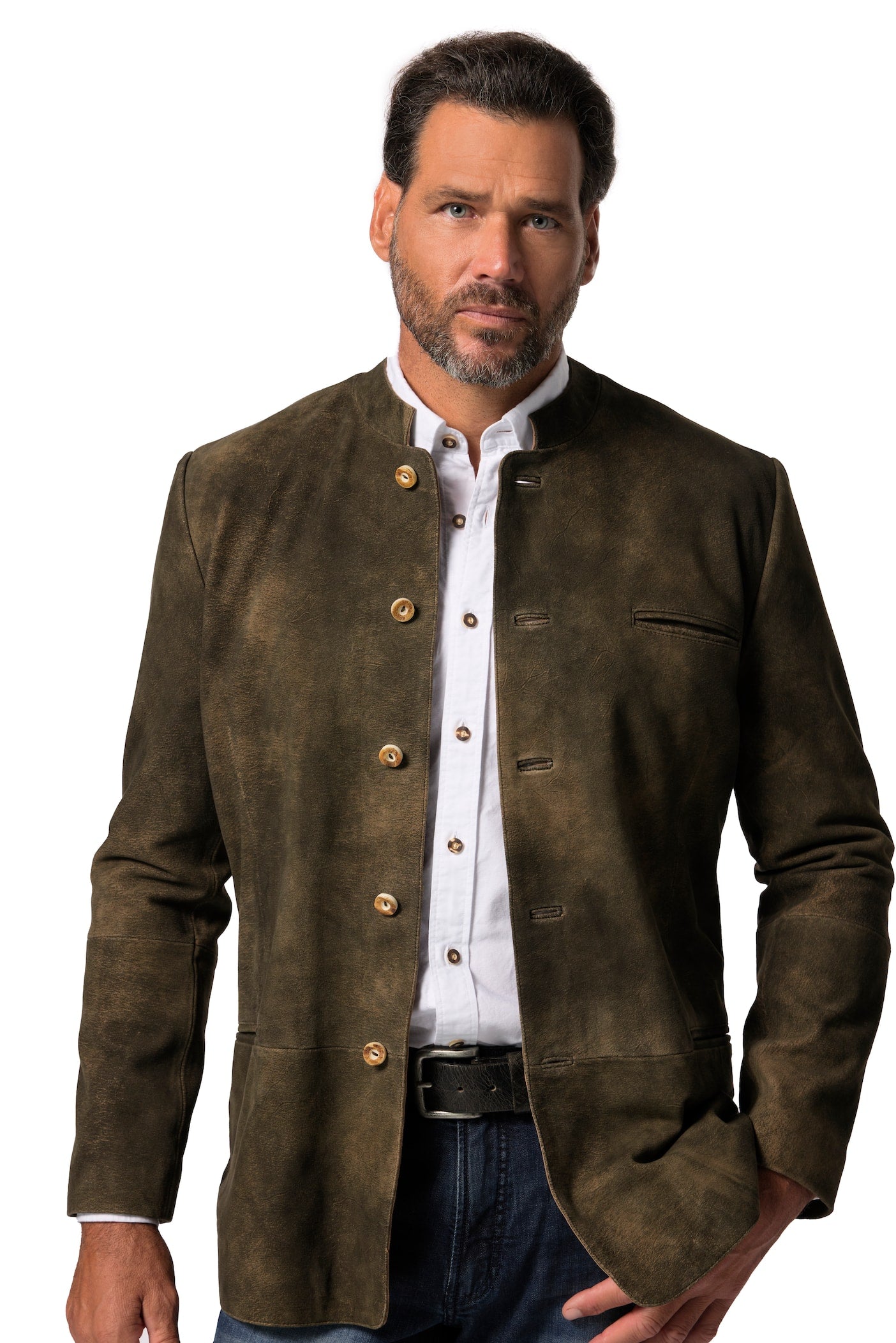 Men's Goatskin Suede Bavarian Trachten Jacket – Real Suede Traditional Jacket (L–7XL)