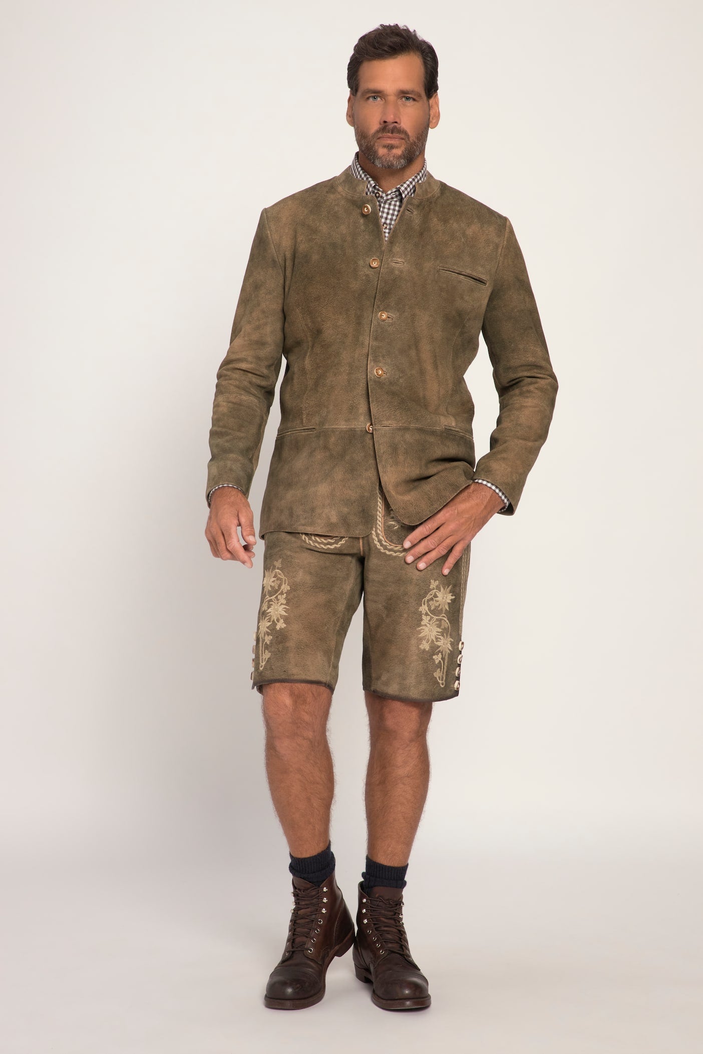 Men's Goatskin Suede Bavarian Trachten Jacket – Real Suede Traditional Jacket (L–7XL)