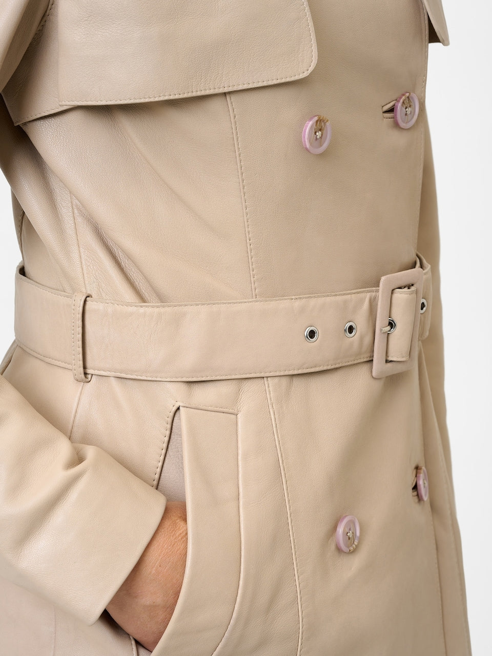 Women's Lamb Leather Trench Coat – Belted Cognac, Black or Beige