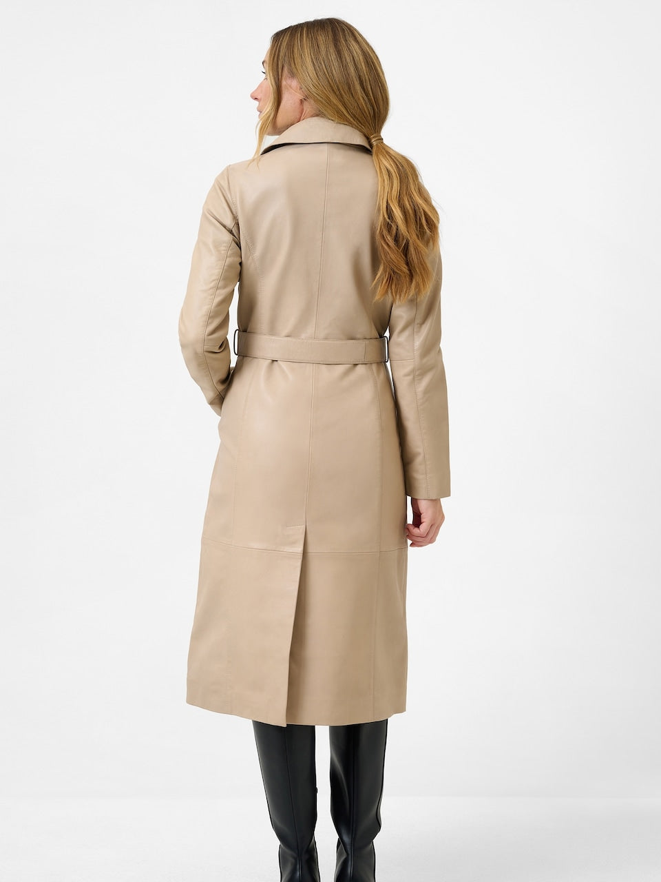 Women's Lamb Leather Trench Coat – Belted Cognac, Black or Beige