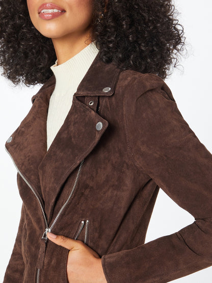 Women's Fitted Leather Biker Jacket – Asymmetric Zip Moto