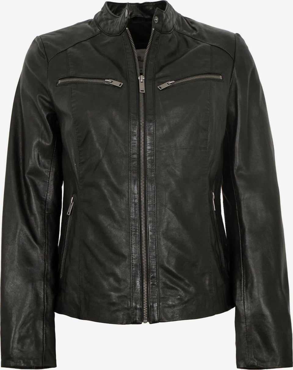 Women's Lamb Leather Racer Jacket – Black, Green or Red Fitted Biker