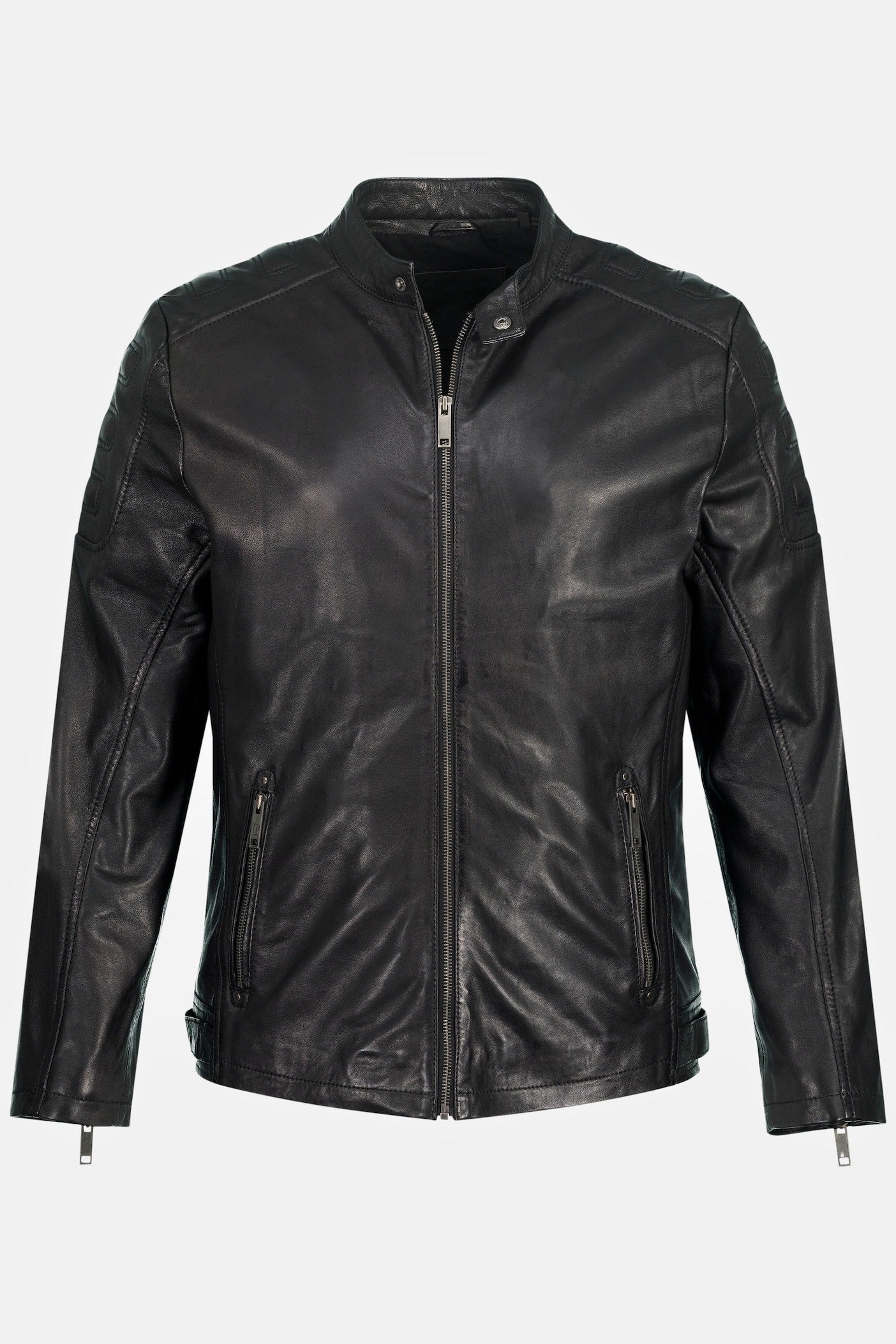 Men's Lamb Nappa Leather Biker Jacket – Real Leather Quilted Shoulder Moto Jacket (L–7XL)