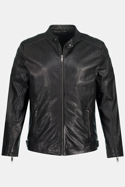 Men's Lamb Nappa Leather Biker Jacket – Real Leather Quilted Shoulder Moto Jacket (L–7XL)