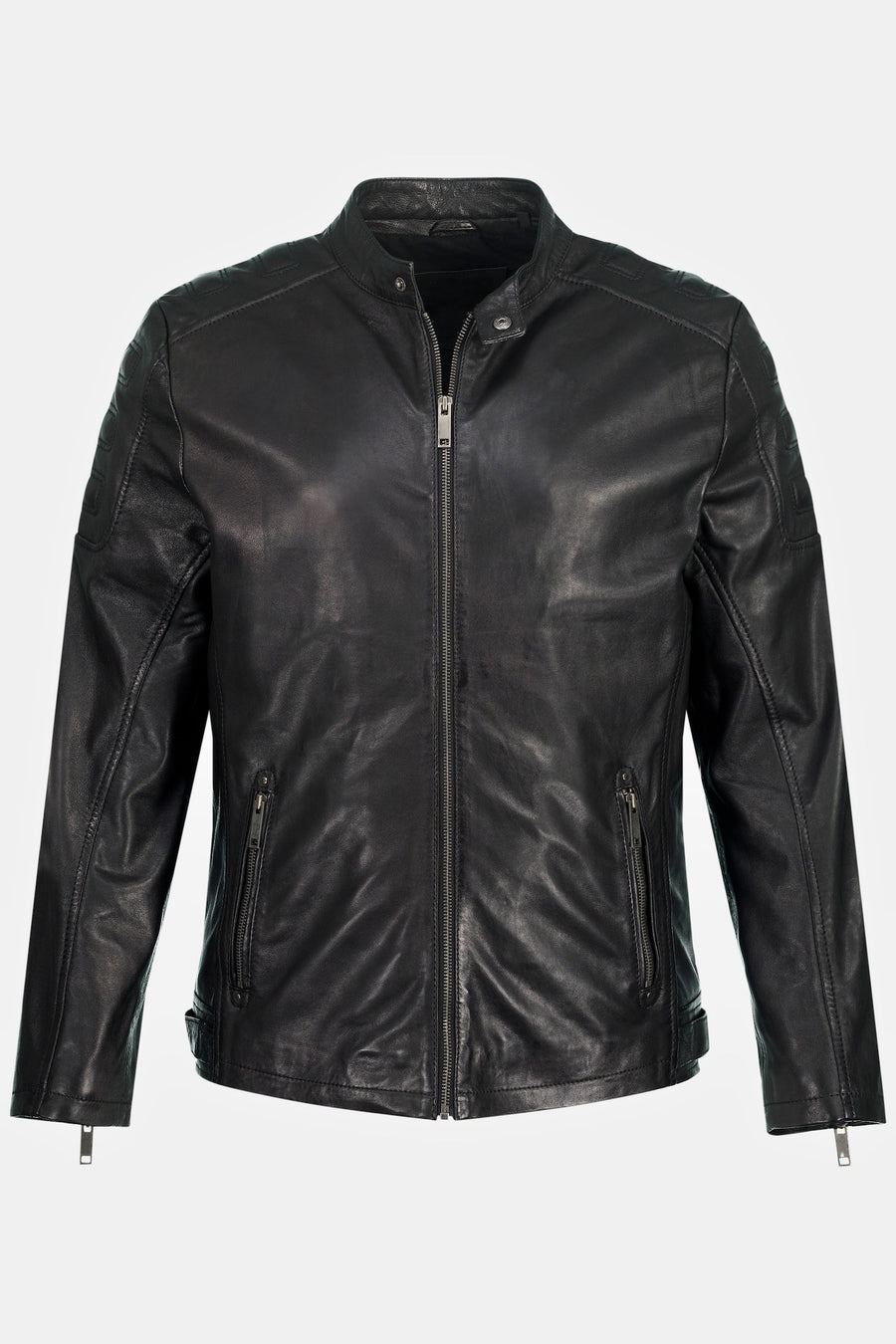 Men's Lamb Nappa Leather Biker Jacket – Real Leather Quilted Shoulder Moto Jacket (L–7XL)