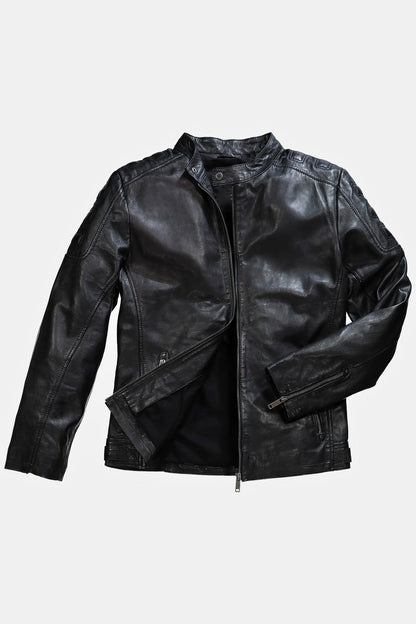 Men's Lamb Nappa Leather Biker Jacket – Real Leather Quilted Shoulder Moto Jacket (L–7XL)