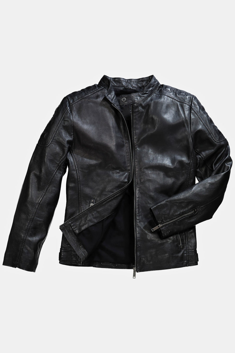 Men's Lamb Nappa Leather Biker Jacket – Real Leather Quilted Shoulder Moto Jacket (L–7XL)