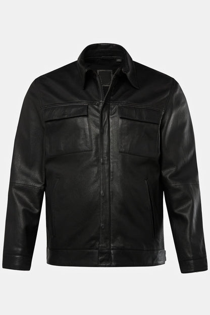 Men's Lamb Nappa Leather Jacket with Multiple Pockets – Real Leather Shirt Collar Jacket (L–7XL)