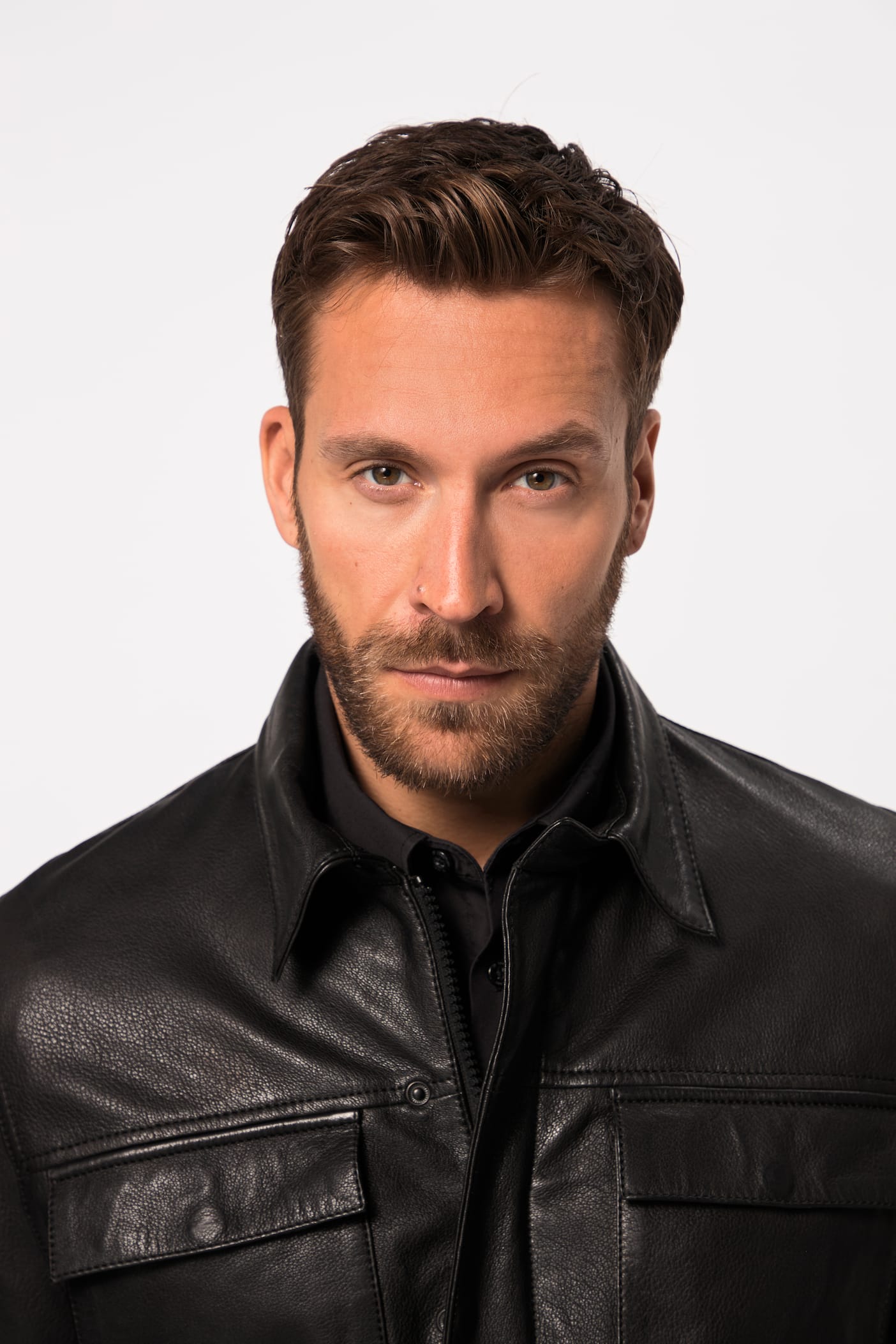 Men's Lamb Nappa Leather Jacket with Multiple Pockets – Real Leather Shirt Collar Jacket (L–7XL)