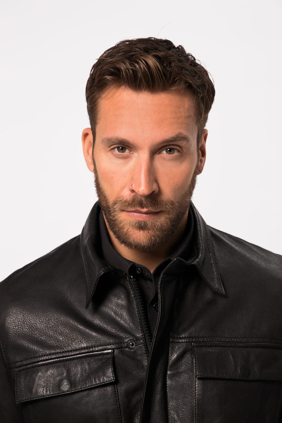 Men's Lamb Nappa Leather Jacket with Multiple Pockets – Real Leather Shirt Collar Jacket (L–7XL)