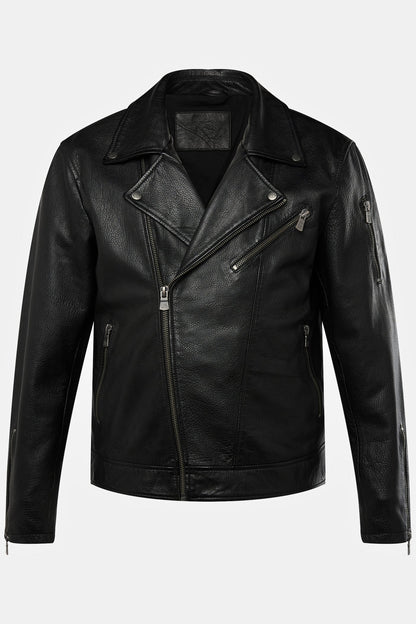 Men's Lamb Nappa Leather Biker Jacket – Real Leather Asymmetric Perfecto Moto Jacket (L–7XL)