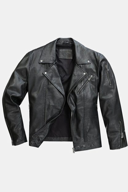 Men's Lamb Nappa Leather Biker Jacket – Real Leather Asymmetric Perfecto Moto Jacket (L–7XL)