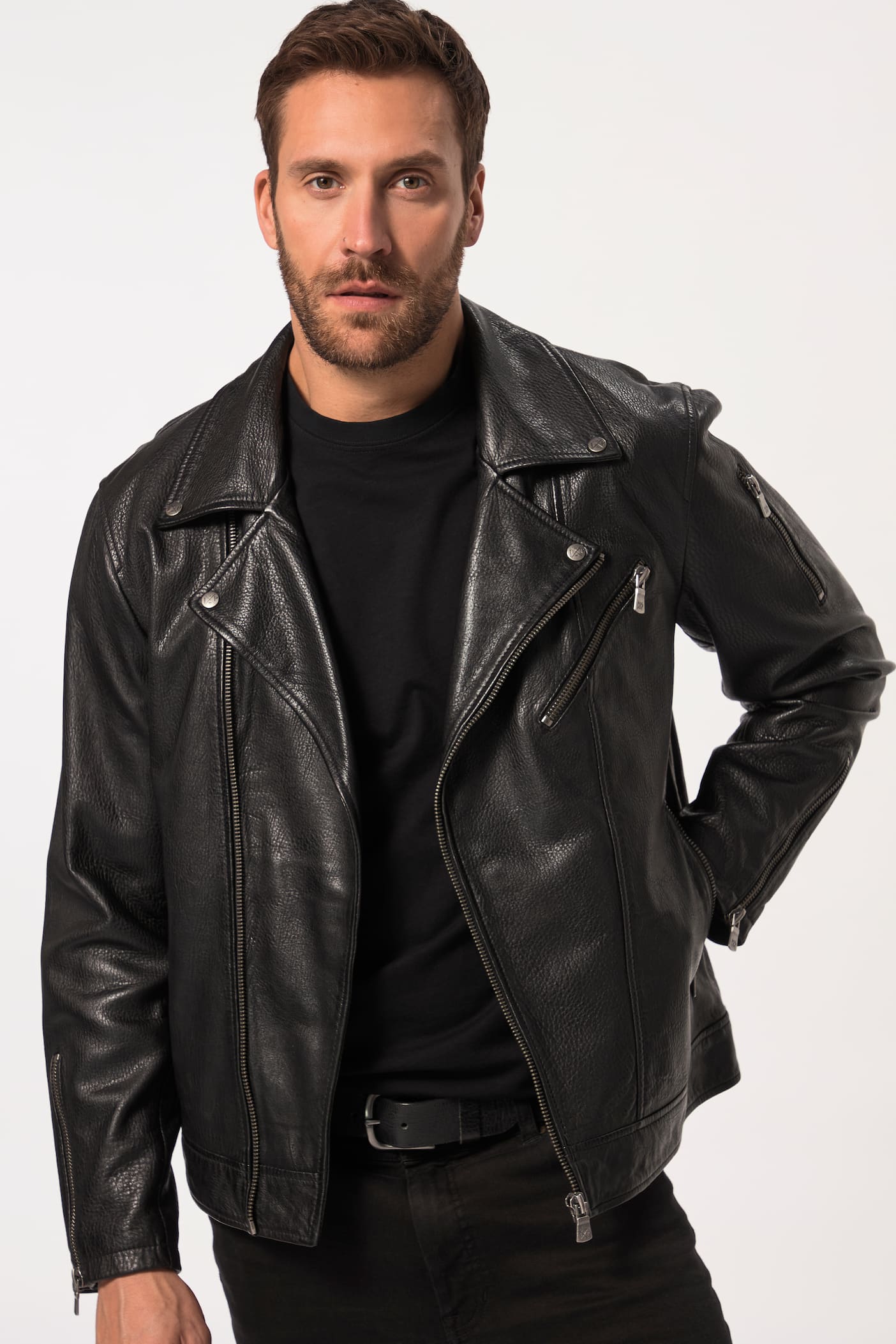 Men's Lamb Nappa Leather Biker Jacket – Real Leather Asymmetric Perfecto Moto Jacket (L–7XL)